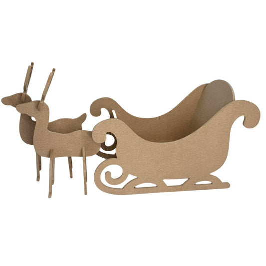 6mm CNC Cut Traditional Sleigh & Reindeer
